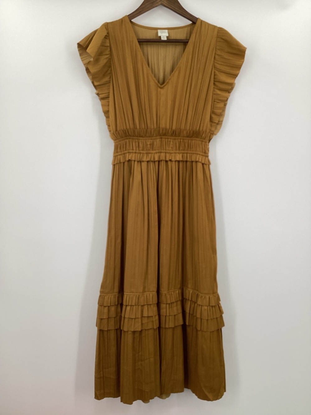 Roan + Ryan Talulah Gold-Yellow Ruffle Midi Dress